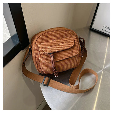 Solid Color Classy Exquisite Texture Portable Shoulder Messenger Bag