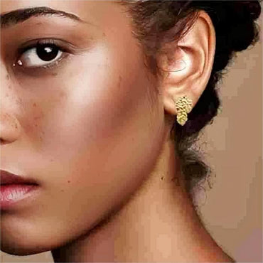 18K Copper Plated Real Gold Special-interest Design Stud Earrings