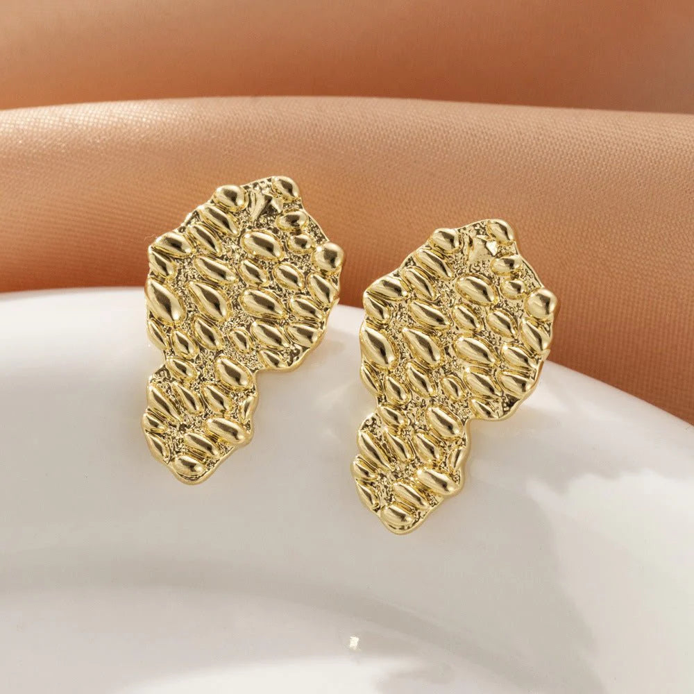 18K Copper Plated Real Gold Special-interest Design Stud Earrings