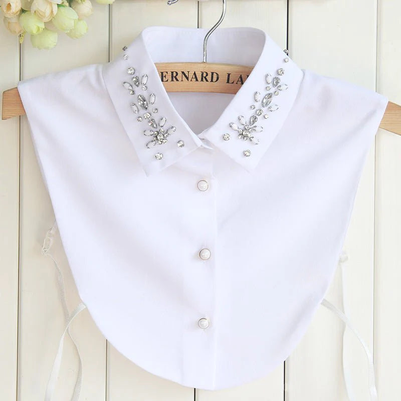 Chiffon Rhinestone Fake Collar Shirt Women's Shawl