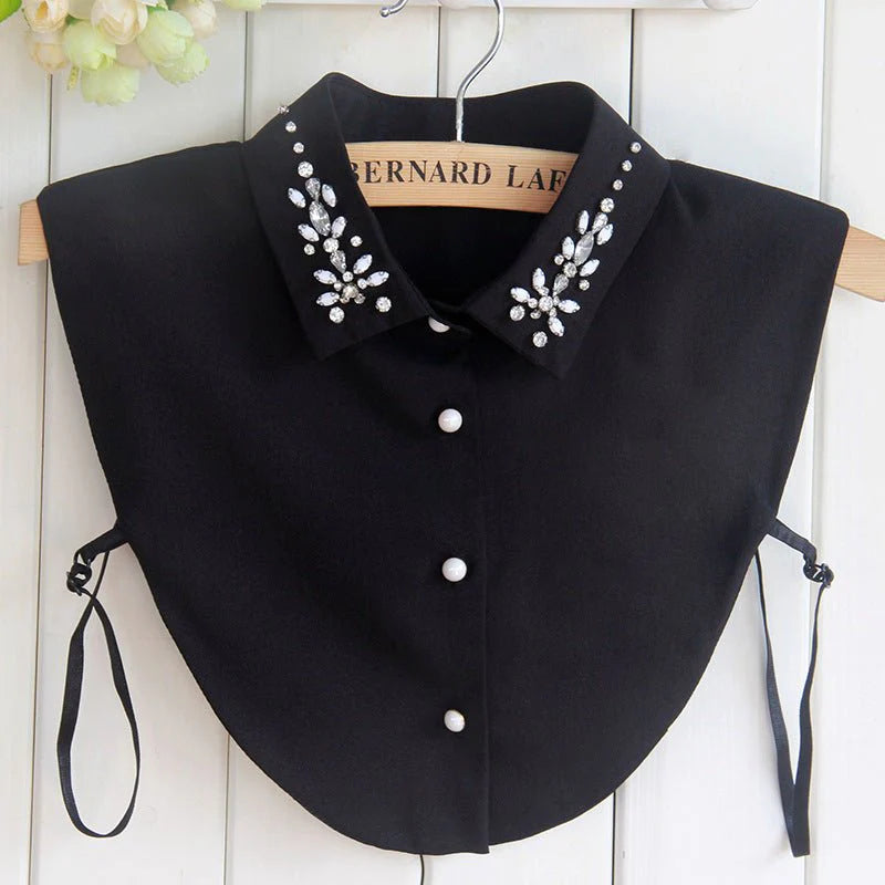 Chiffon Rhinestone Fake Collar Shirt Women's Shawl