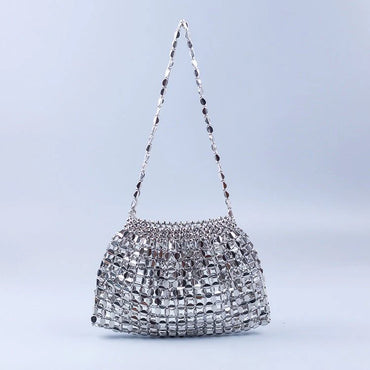 Handmade Flat Beads Woven Large Dumpling Fashion Trendy One-shoulder Handbag