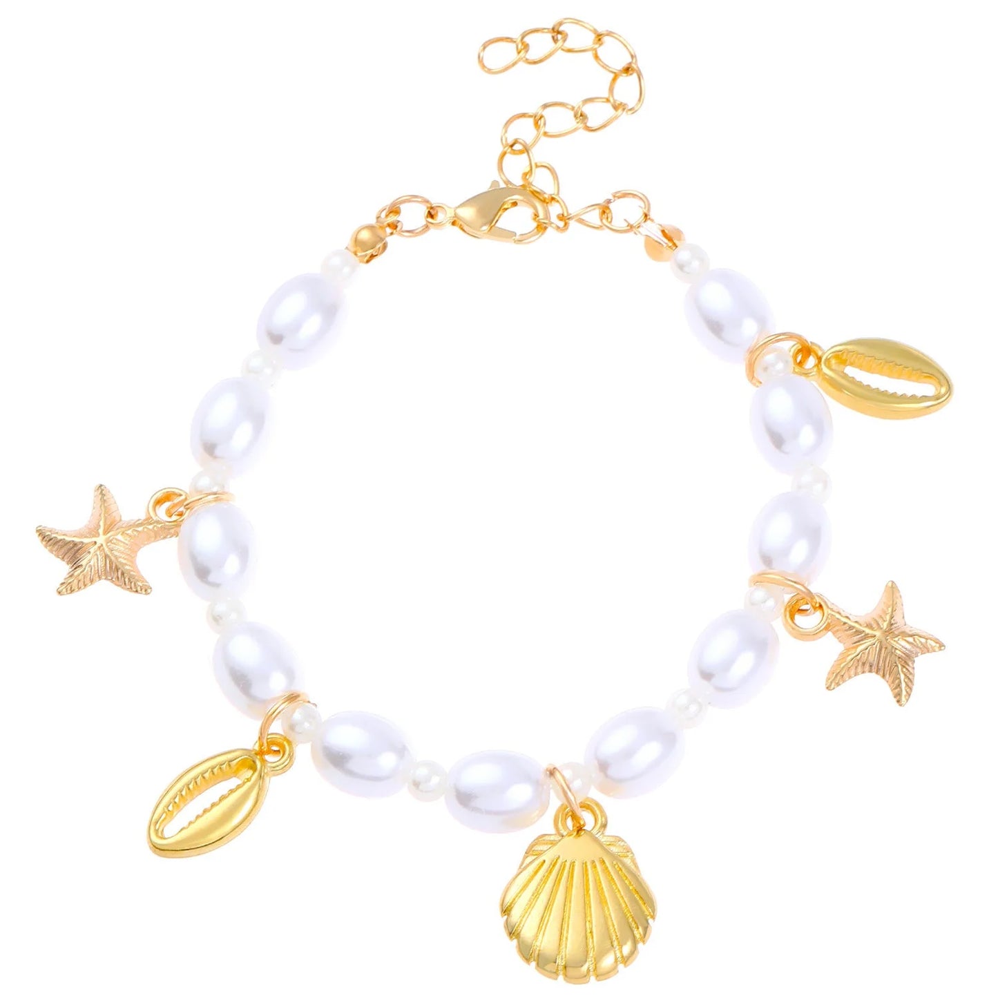 Women's Fashion Irregular Pearl Starfish Shell Bracelet