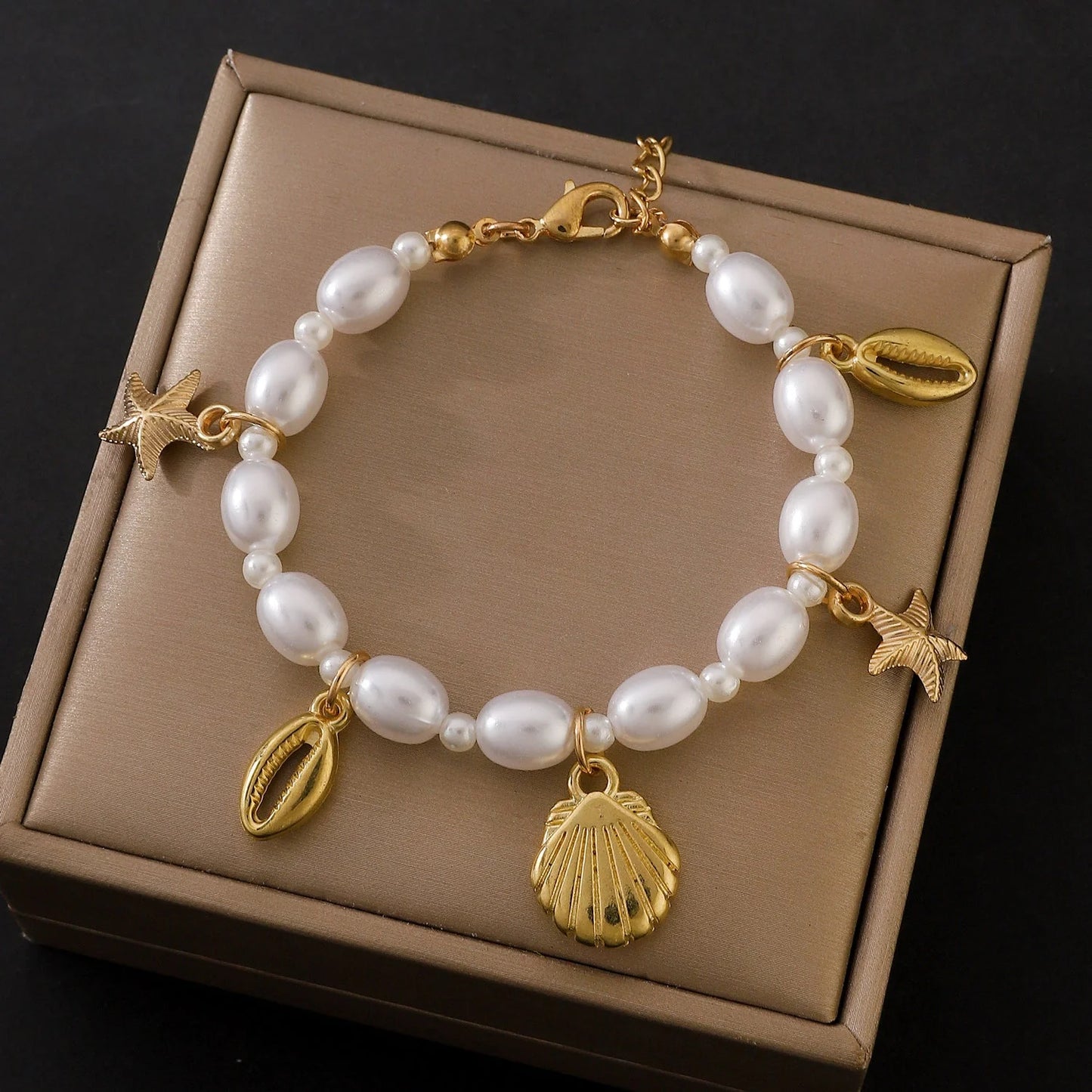 Women's Fashion Irregular Pearl Starfish Shell Bracelet