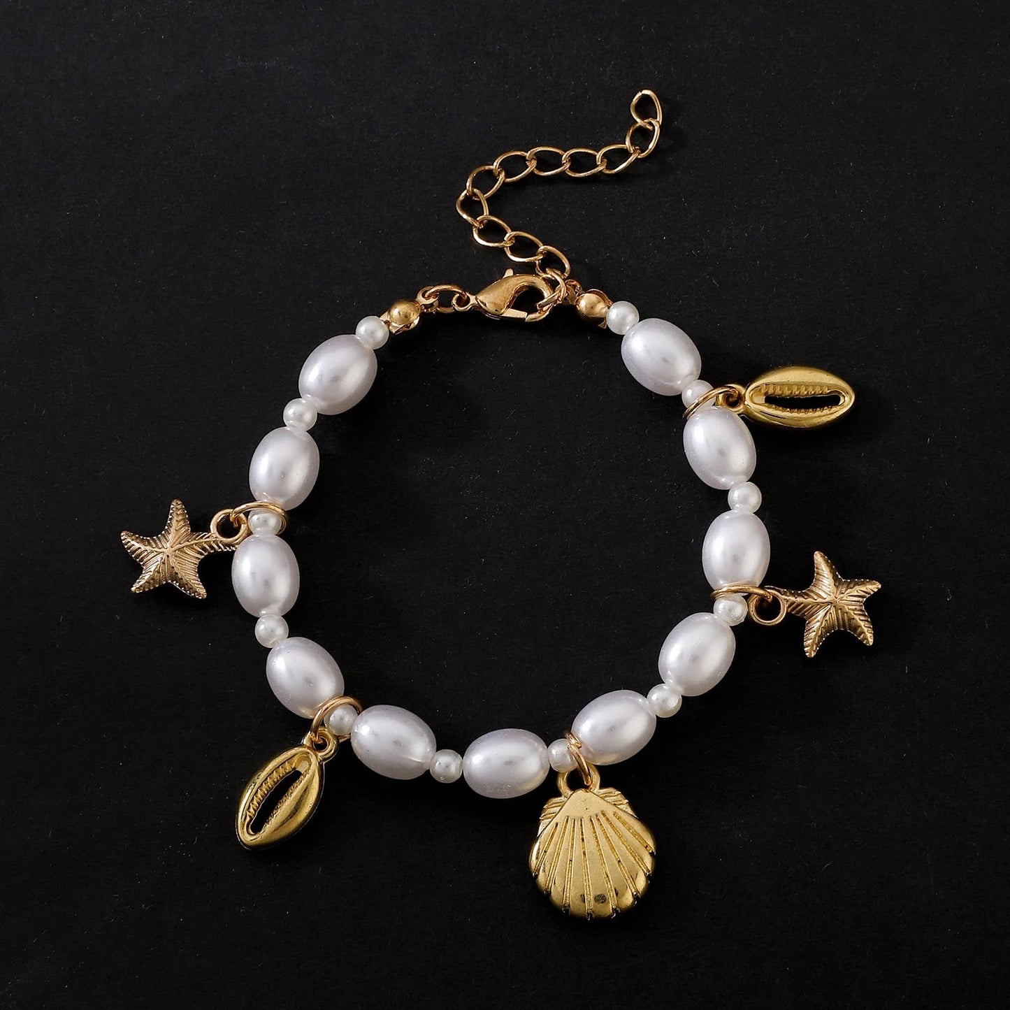 Women's Fashion Irregular Pearl Starfish Shell Bracelet