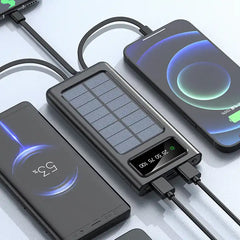 Solar Power Bank 20000CmAh, Fast Charging Built in Cable - RashidExpress