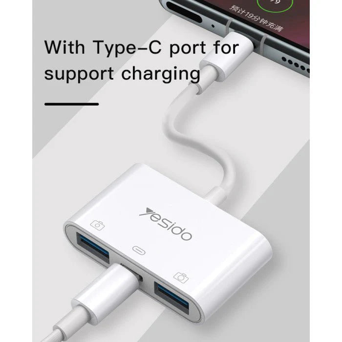 Dual-USB 3.0 to Type-C OTG Adapter