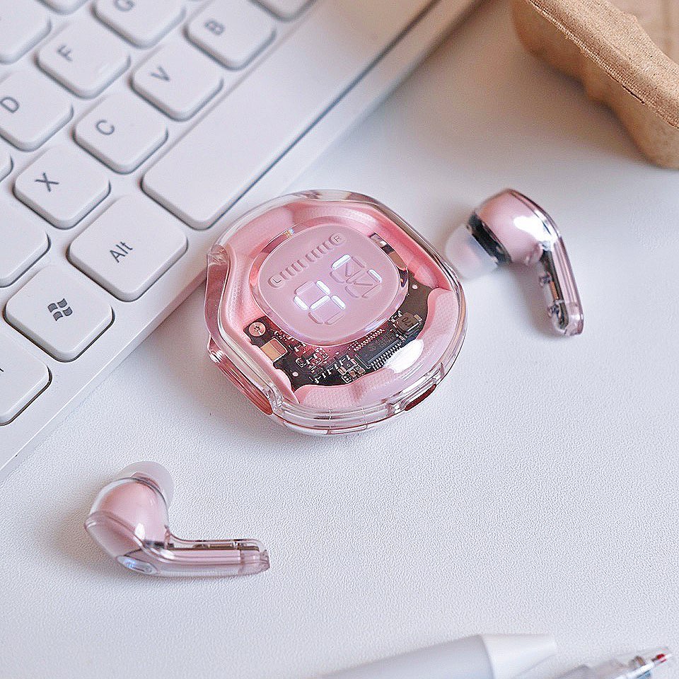 T8 Crystal Wireless Earphones - Transparent (Air 39) - RashidExpress