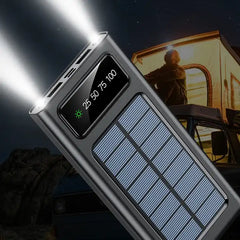 Solar Power Bank 20000CmAh, Fast Charging Built in Cable - RashidExpress