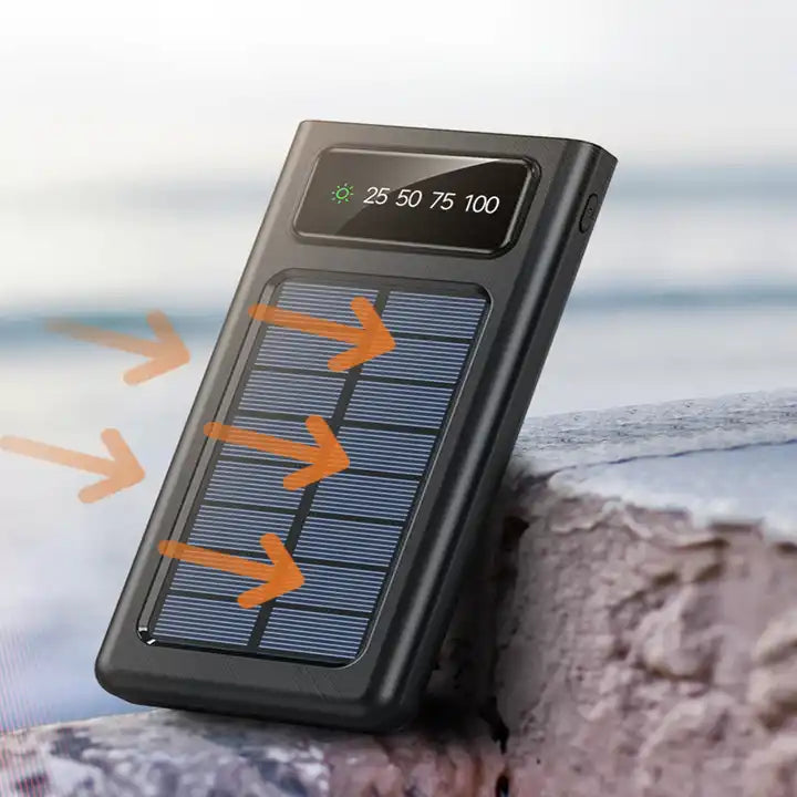 Solar Power Bank 20000CmAh, Fast Charging Built in Cable - RashidExpress