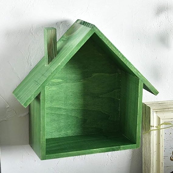 Cabilock Wooden House-Shaped Wall Storage Shelf Display Box