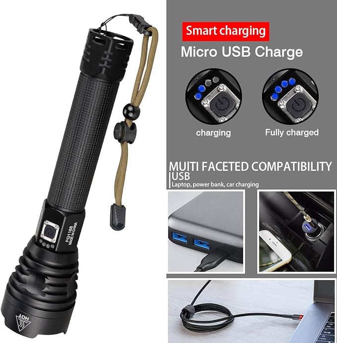 P90 LED Rechargeable Laser Flashlight - RashidExpress