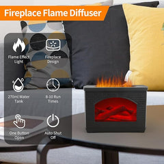 Aroma Diffuser with Fireplace Flame Light