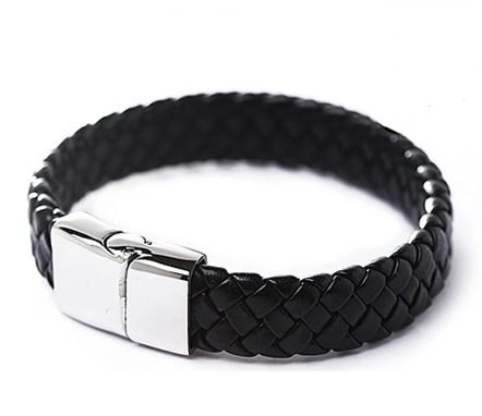 Vintage Men Leather Wristband Braided Magnetic Clasp Bracelet Bangle - RashidExpress