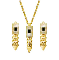 Zircon Cuban Pendant Set