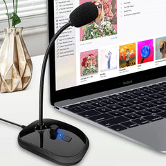 Gooseneck Computer Microphone USB Sound Card Monitor