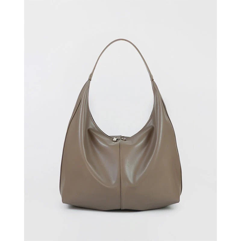 Khaki Autumn And Winter Soft Casual Large Capacity Zipper Tote Bag