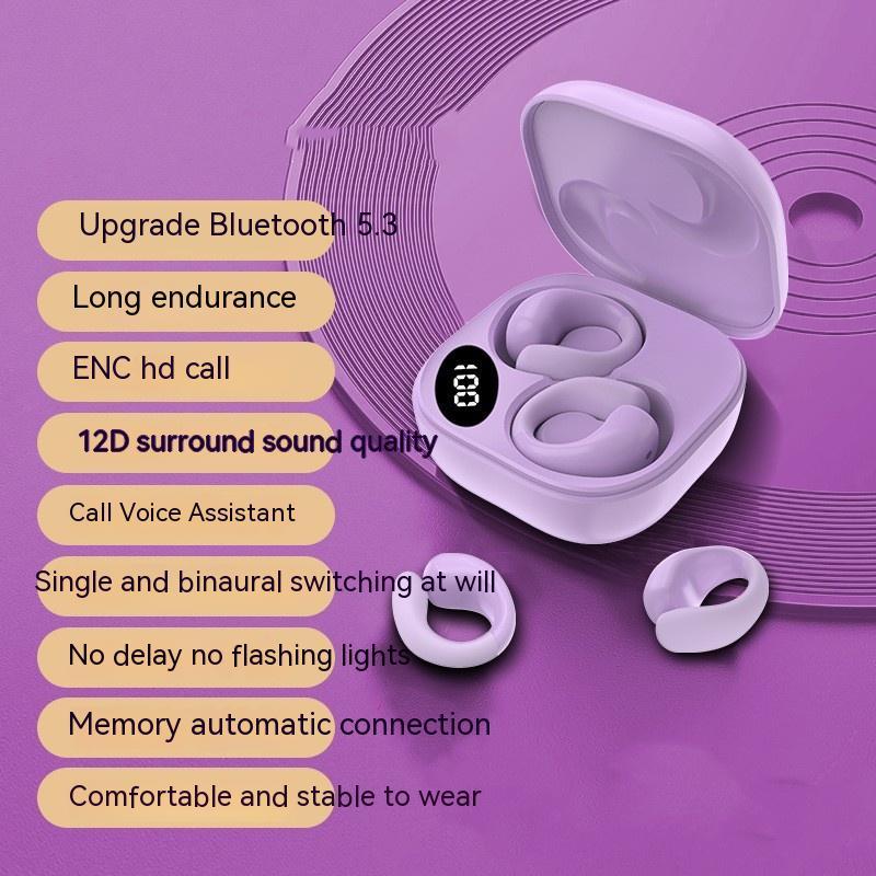 Private LED Digital Display Earclip Bluetooth Earphones