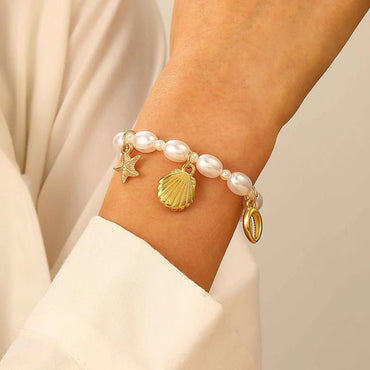 Women's Fashion Irregular Pearl Starfish Shell Bracelet